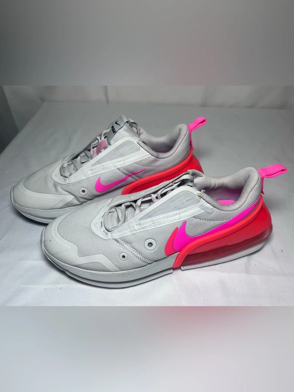 Nike Air Max Up Women’s Athletic Sneakers in Light Gray with Hot Pink Accents